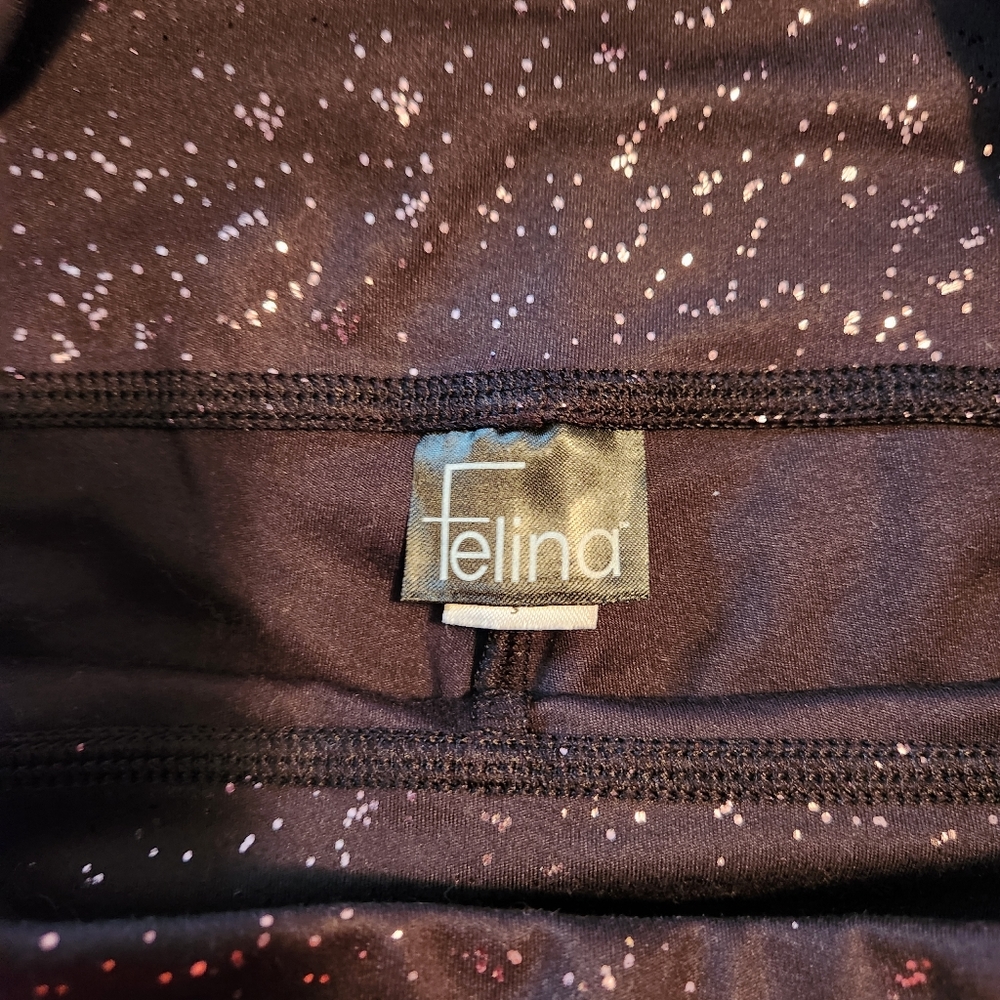Felina Black Lavender Metallic Stardust Workout High Waisted Leggings size S - Picture 5 of 7
